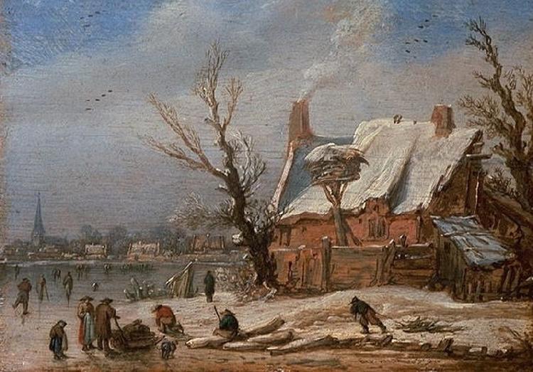 Esaias Van de Velde Winter landscape. Norge oil painting art
